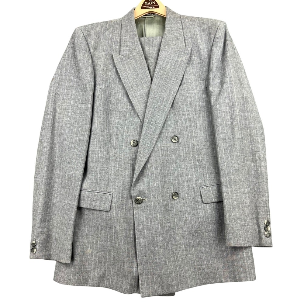 Webster Christopher Street Suit Mens 40 Grey Pinstripe Double Breasted Fair